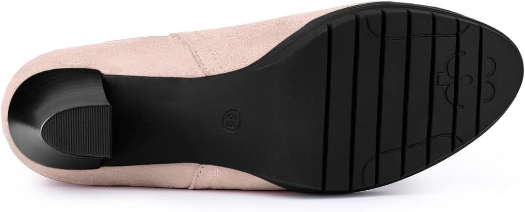 imageAllegra K Womens Round Toe Block Heels Chelsea Ankle BootsDust Pink