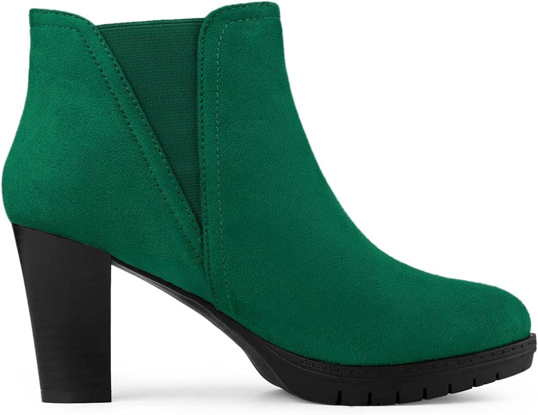 imageAllegra K Womens Round Toe Block Heels Chelsea Ankle BootsEmerald Green