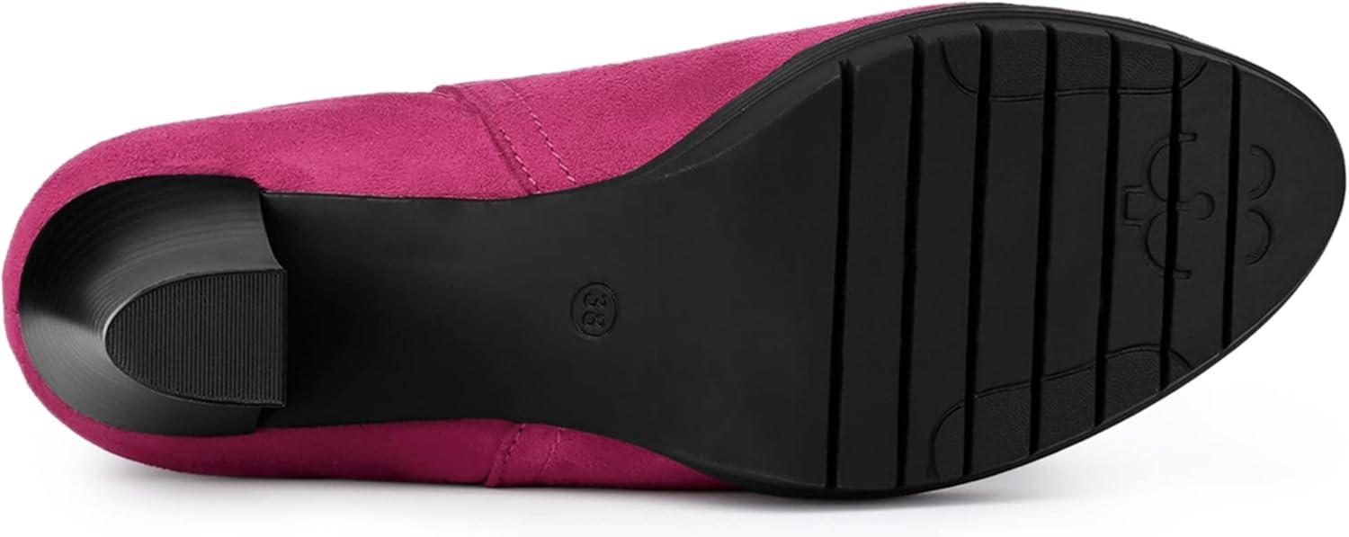 imageAllegra K Womens Round Toe Block Heels Chelsea Ankle BootsHot Pink