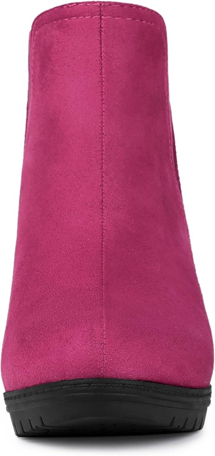 imageAllegra K Womens Round Toe Block Heels Chelsea Ankle BootsHot Pink