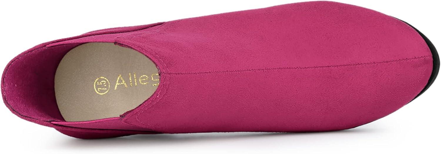 imageAllegra K Womens Round Toe Block Heels Chelsea Ankle BootsHot Pink