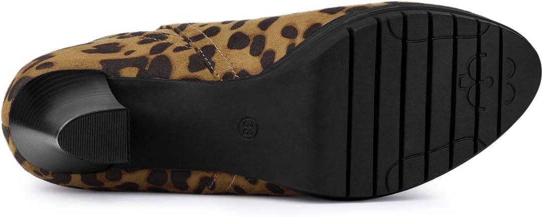 imageAllegra K Womens Round Toe Block Heels Chelsea Ankle BootsLeopard