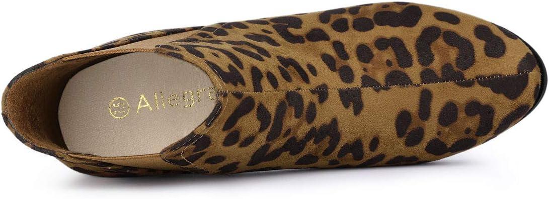 imageAllegra K Womens Round Toe Block Heels Chelsea Ankle BootsLeopard