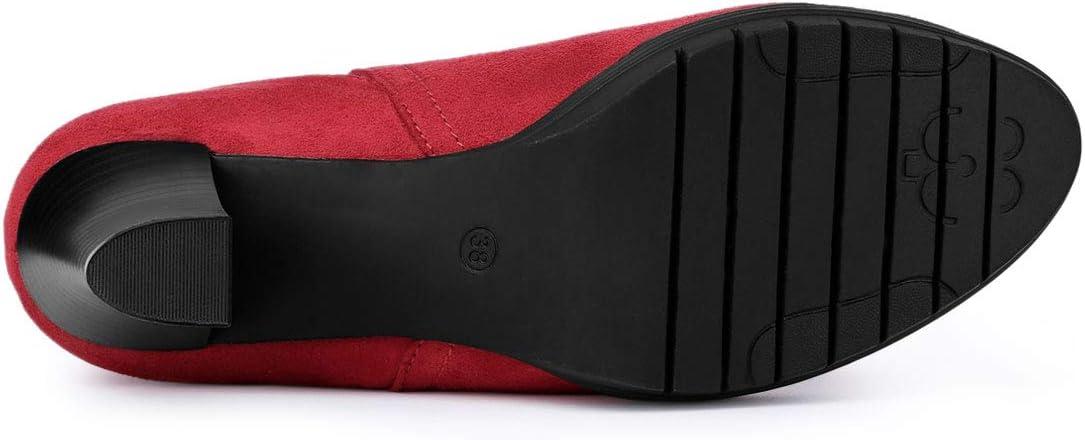 imageAllegra K Womens Round Toe Block Heels Chelsea Ankle BootsRed