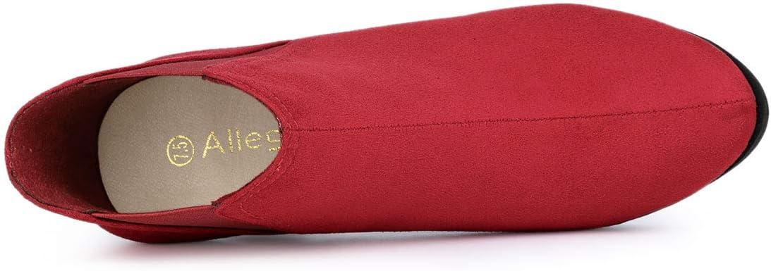 imageAllegra K Womens Round Toe Block Heels Chelsea Ankle BootsRed