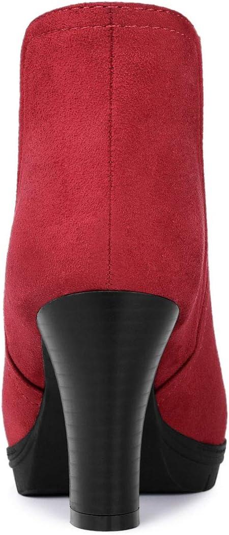 imageAllegra K Womens Round Toe Block Heels Chelsea Ankle BootsRed