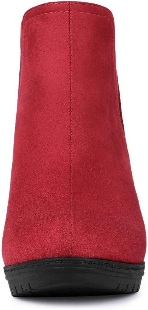 imageAllegra K Womens Round Toe Block Heels Chelsea Ankle BootsRed
