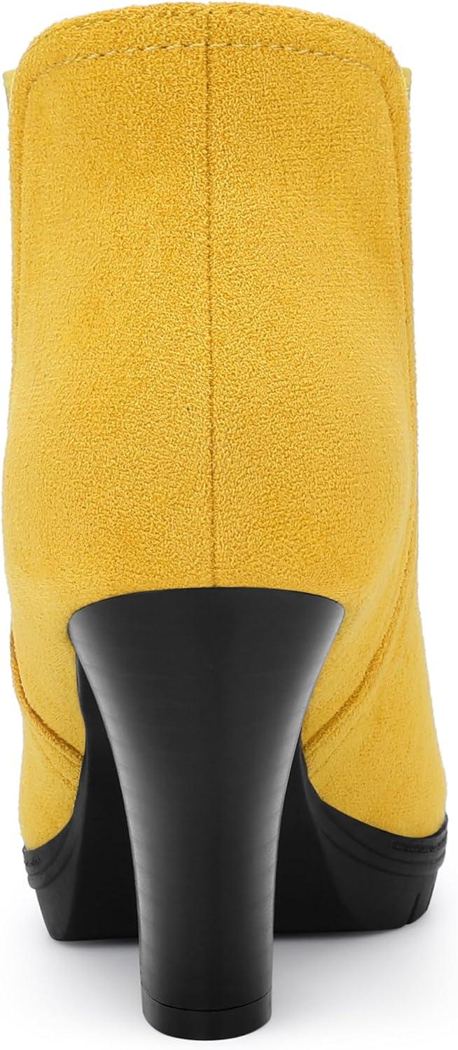 imageAllegra K Womens Round Toe Block Heels Chelsea Ankle BootsYellow