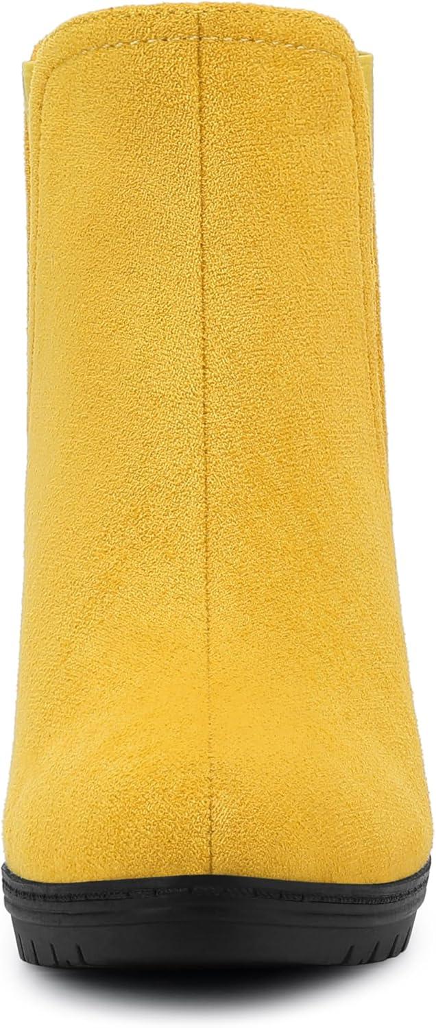 imageAllegra K Womens Round Toe Block Heels Chelsea Ankle BootsYellow