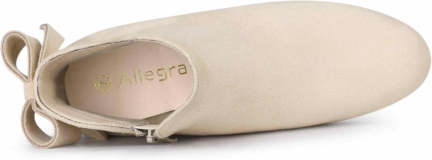 imageAllegra K Womens Round Toe Bow Decor Chunky Heel Ankle BootsBeige