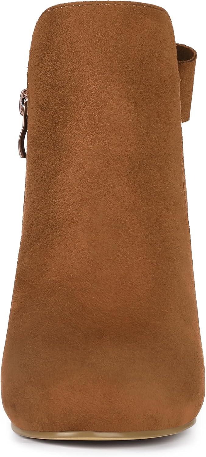 imageAllegra K Womens Round Toe Bow Decor Chunky Heel Ankle BootsBrown