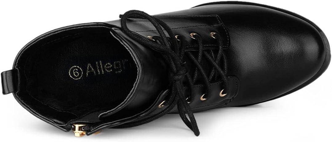 imageAllegra K Womens Round Toe Chunky Heel Lace Up Platform BootsBlack