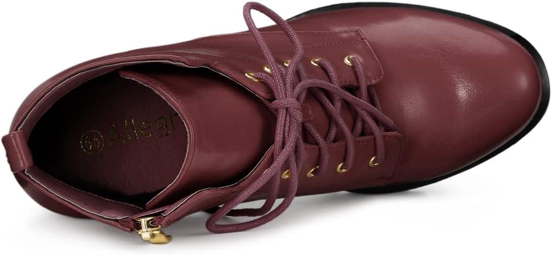 imageAllegra K Womens Round Toe Chunky Heel Lace Up Platform BootsBurgundy