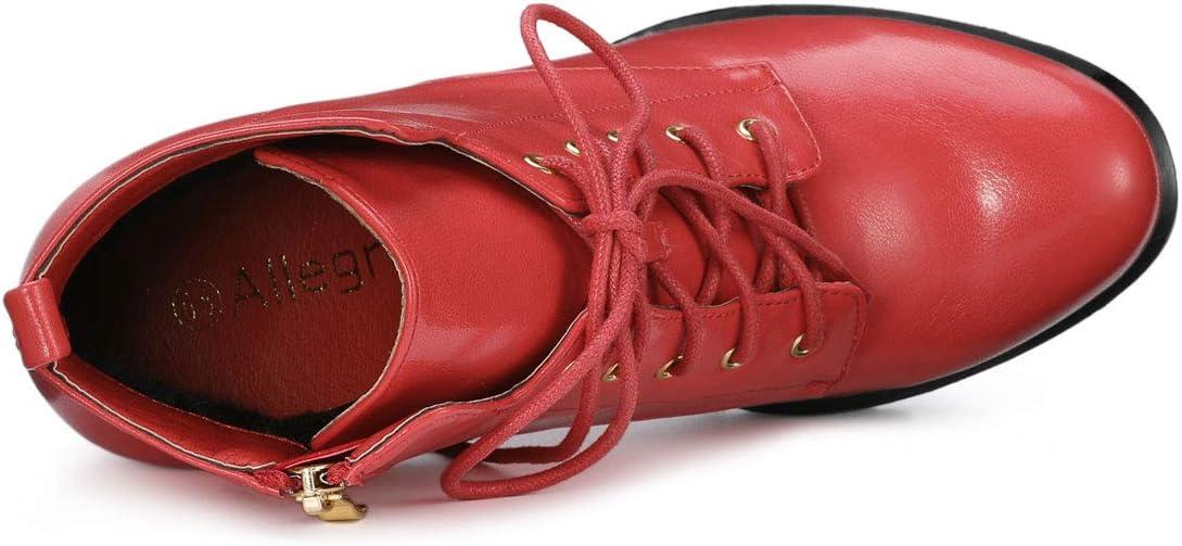imageAllegra K Womens Round Toe Chunky Heel Lace Up Platform BootsRed