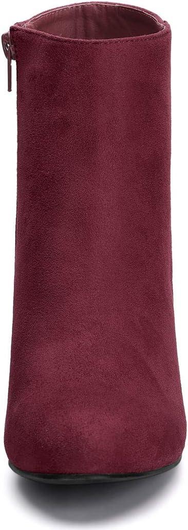 imageAllegra K Womens Round Toe Side Zip Chunky Heel Ankle BootsBurgundy