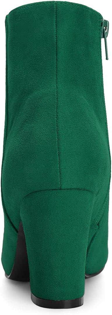 imageAllegra K Womens Round Toe Side Zip Chunky Heel Ankle BootsEmerald Green