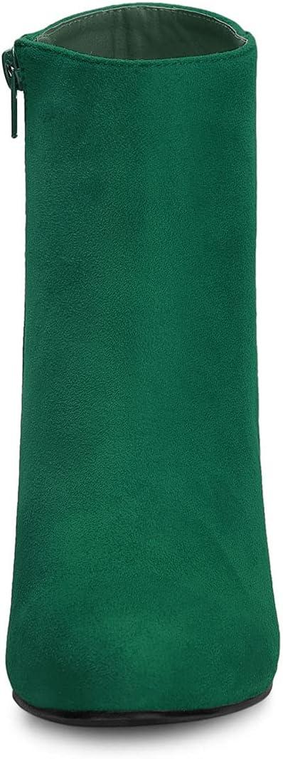 imageAllegra K Womens Round Toe Side Zip Chunky Heel Ankle BootsEmerald Green