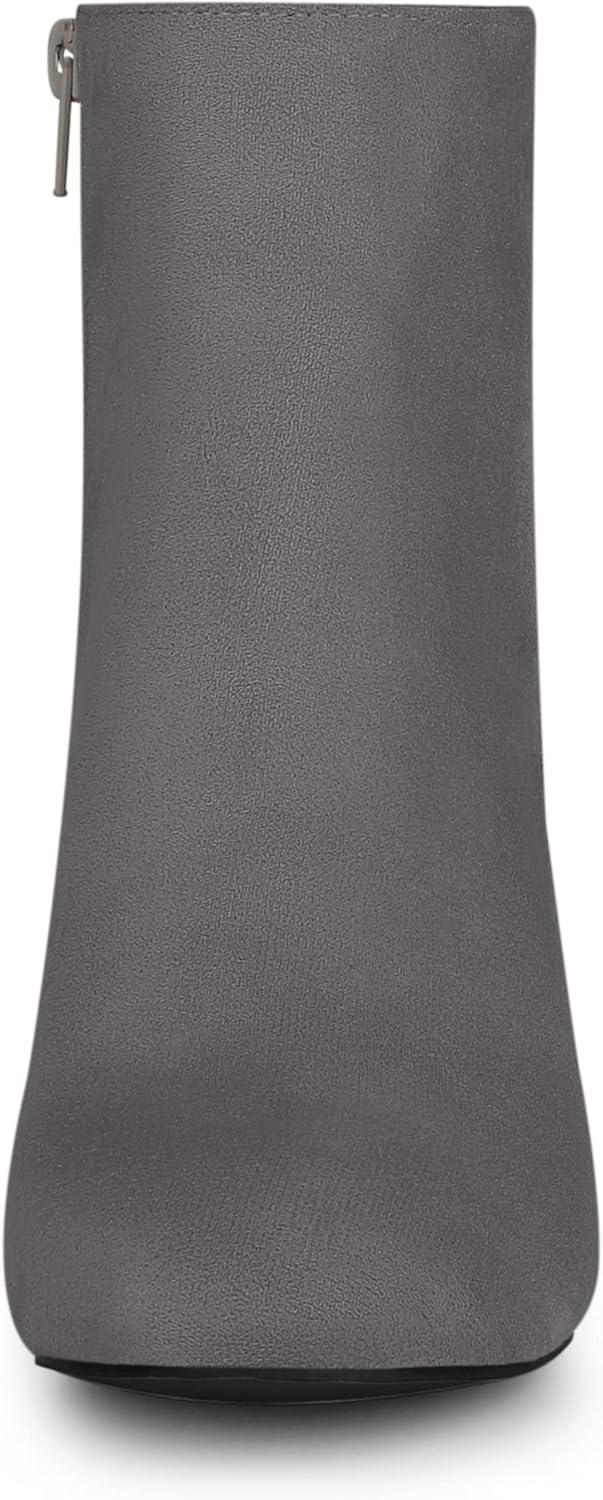 imageAllegra K Womens Round Toe Side Zip Chunky Heel Ankle BootsGrey