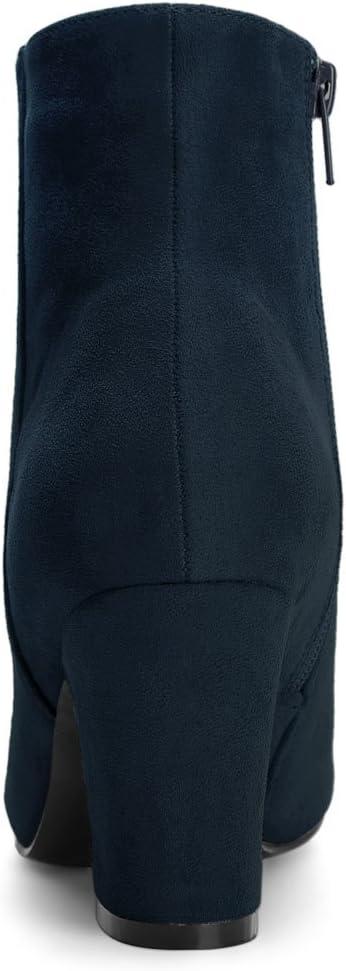 imageAllegra K Womens Round Toe Side Zip Chunky Heel Ankle BootsNavy Blue