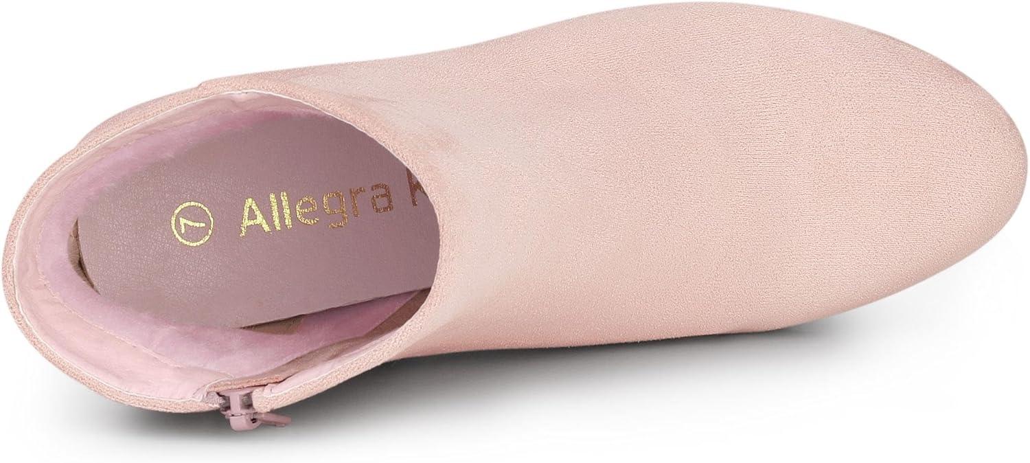 imageAllegra K Womens Round Toe Side Zip Chunky Heel Ankle BootsPink