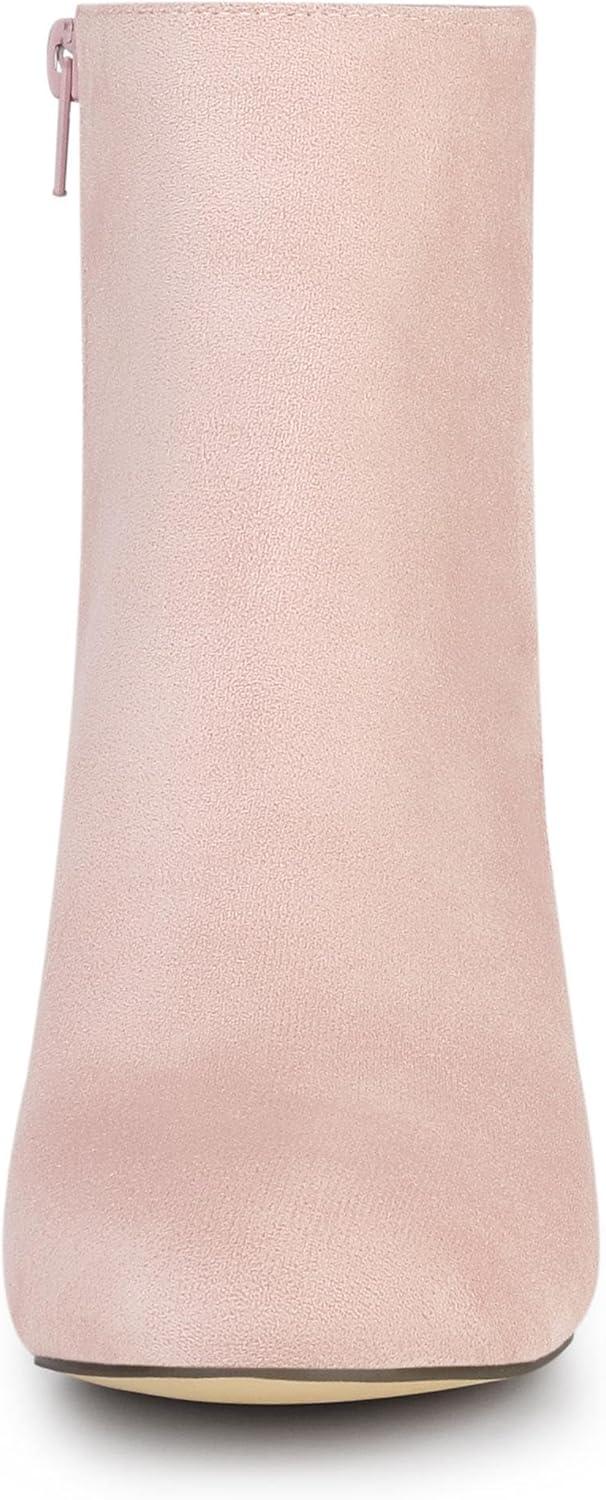 imageAllegra K Womens Round Toe Side Zip Chunky Heel Ankle BootsPink