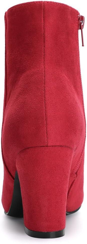 imageAllegra K Womens Round Toe Side Zip Chunky Heel Ankle BootsRed