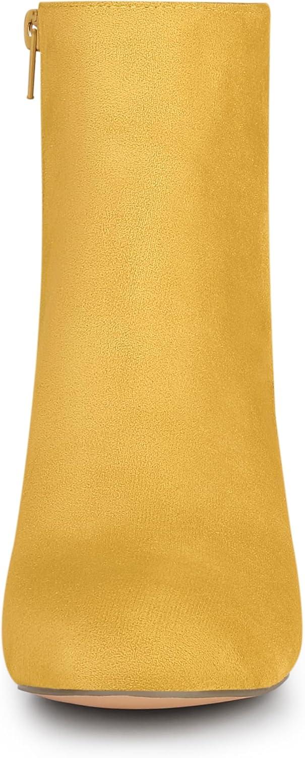 imageAllegra K Womens Round Toe Side Zip Chunky Heel Ankle BootsYellow