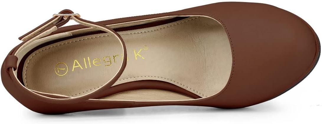 imageAllegra K Womens Round Toe Stiletto Heels Ankle Strap Dark Brown Pumps  65 M US