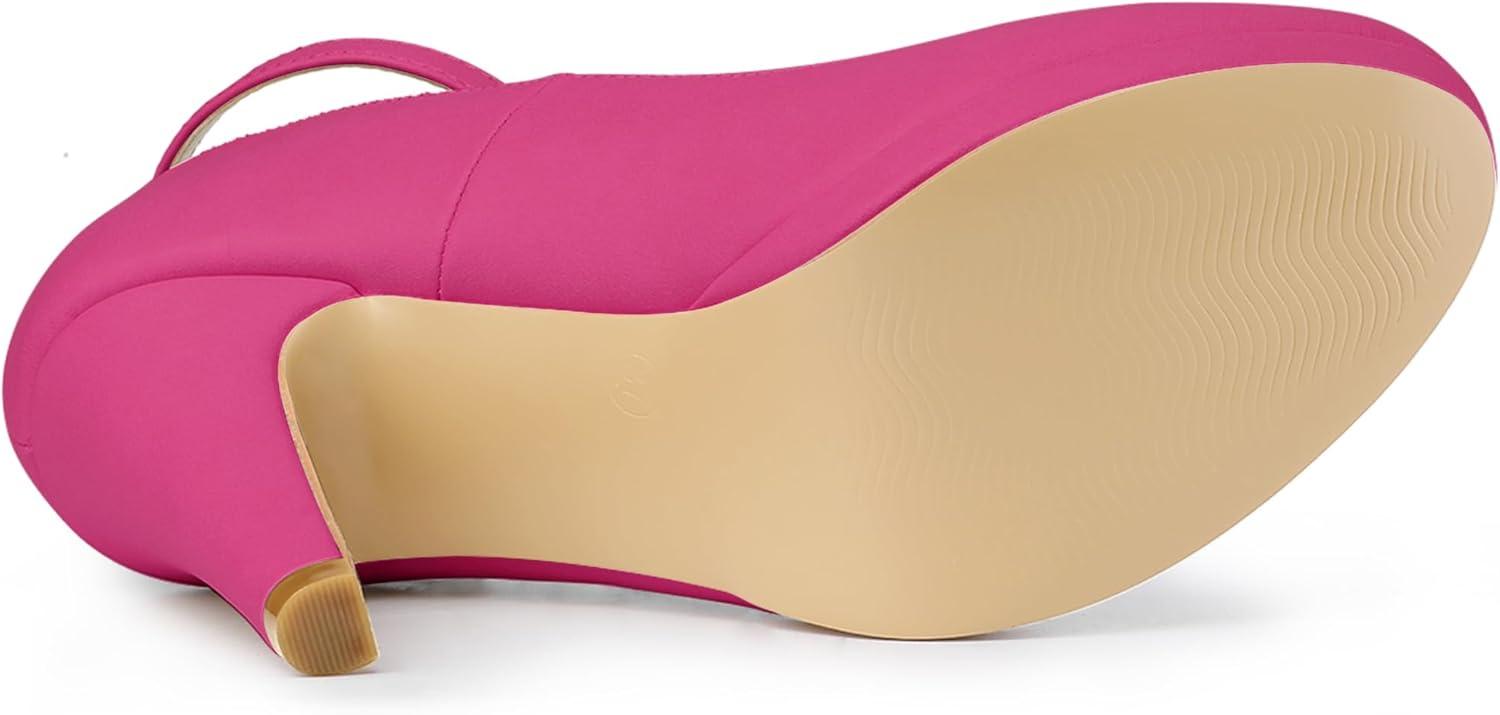 imageAllegra K Womens Round Toe Stiletto Heels Ankle Strap Hot Pink Pumps  65 M US