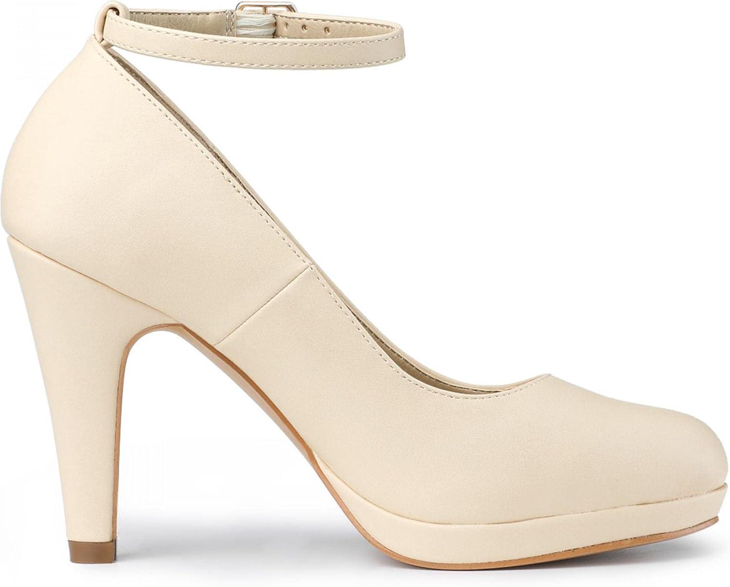 imageAllegra K Womens Round Toe Stiletto Heels Ankle Strap PumpsBeige