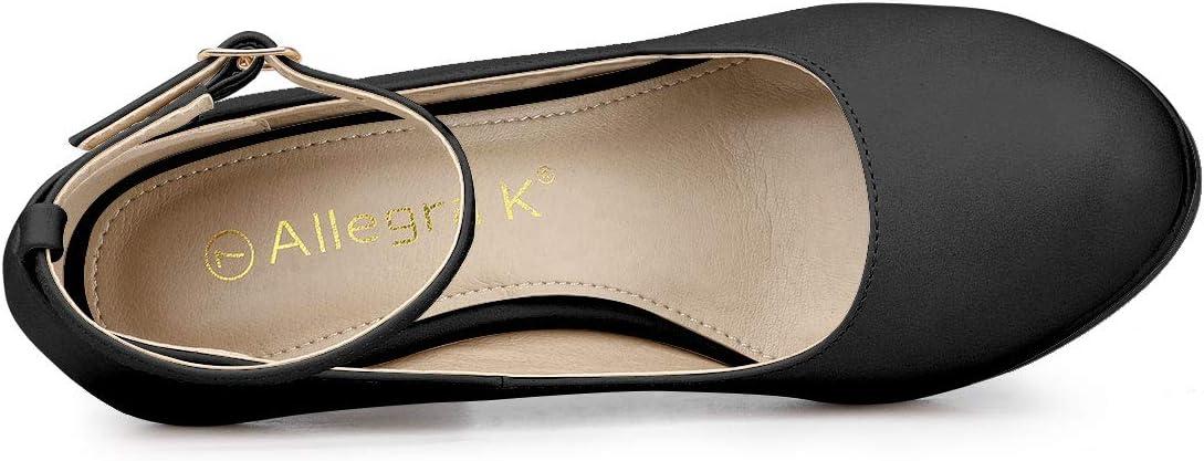 imageAllegra K Womens Round Toe Stiletto Heels Ankle Strap PumpsBlack