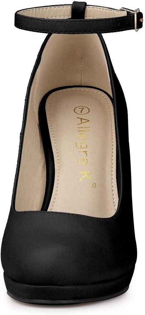imageAllegra K Womens Round Toe Stiletto Heels Ankle Strap PumpsBlack