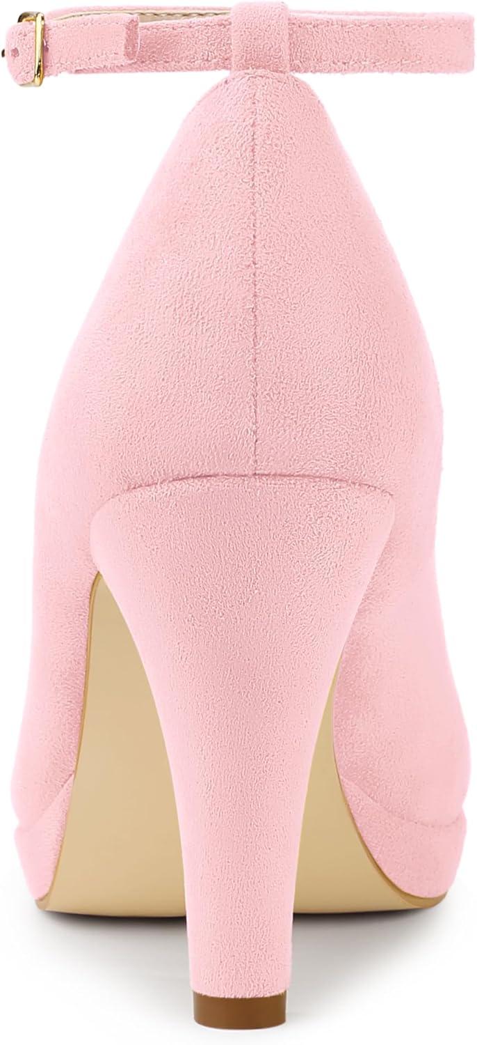 imageAllegra K Womens Round Toe Stiletto Heels Ankle Strap PumpsBling Pink