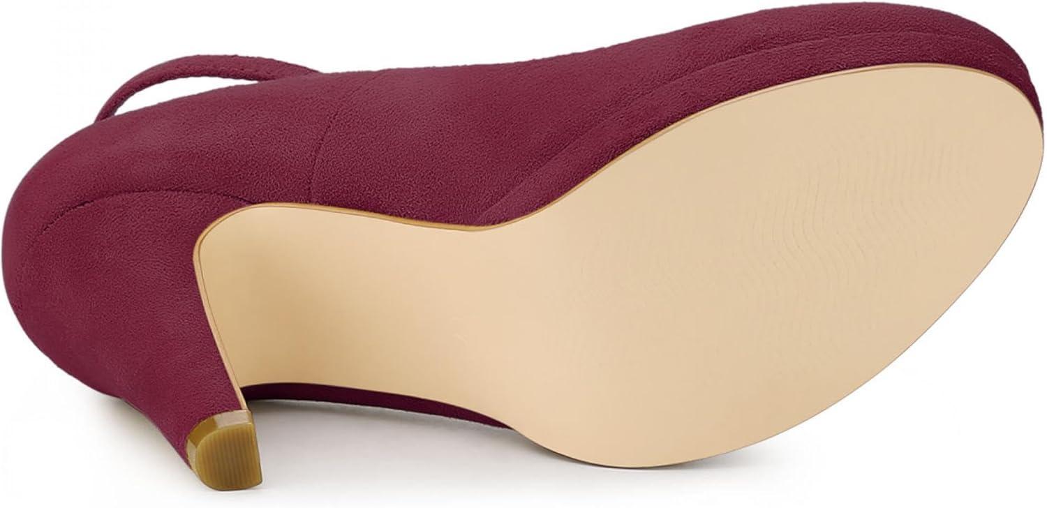 imageAllegra K Womens Round Toe Stiletto Heels Ankle Strap PumpsBurgundy