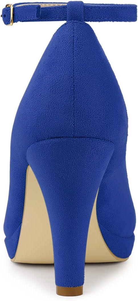 imageAllegra K Womens Round Toe Stiletto Heels Ankle Strap PumpsDark Blue