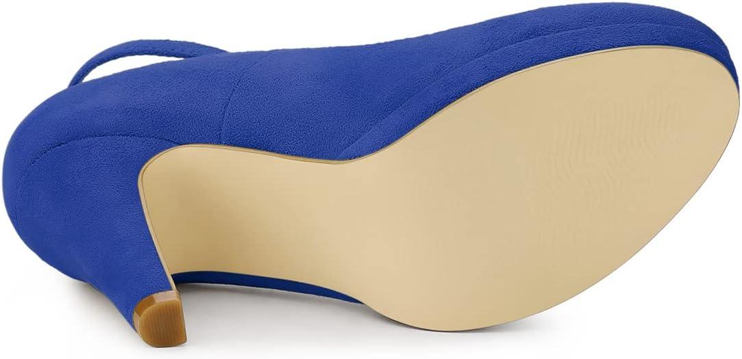imageAllegra K Womens Round Toe Stiletto Heels Ankle Strap PumpsDark Blue