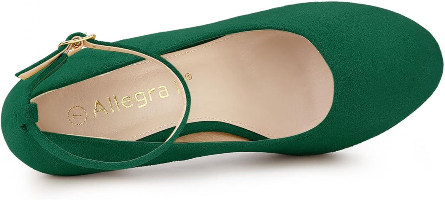 imageAllegra K Womens Round Toe Stiletto Heels Ankle Strap PumpsGreen