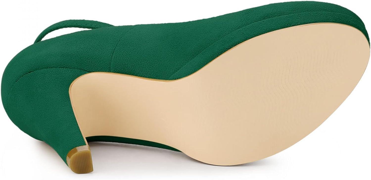 imageAllegra K Womens Round Toe Stiletto Heels Ankle Strap PumpsGreen