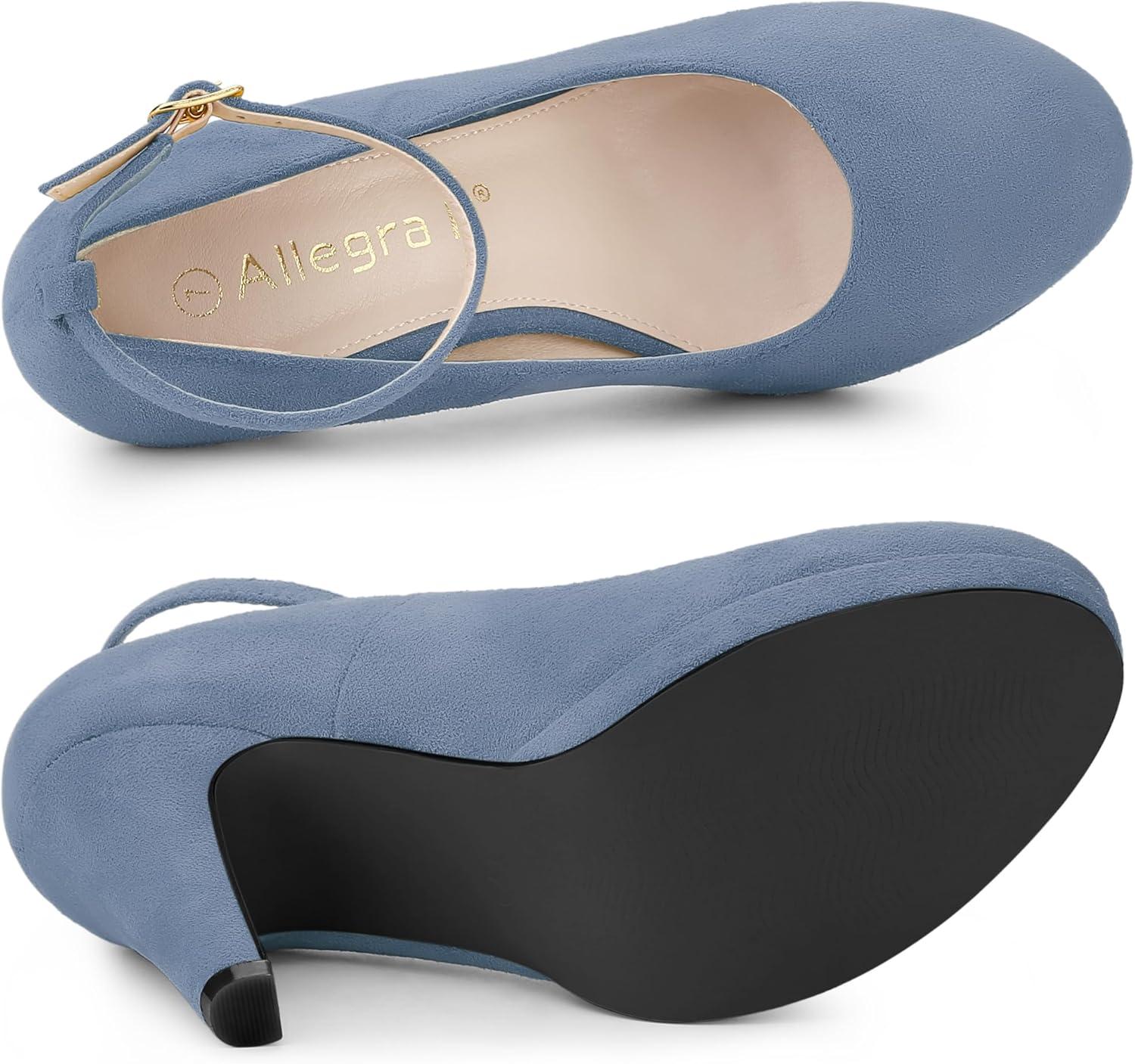 imageAllegra K Womens Round Toe Stiletto Heels Ankle Strap PumpsHaze Blue