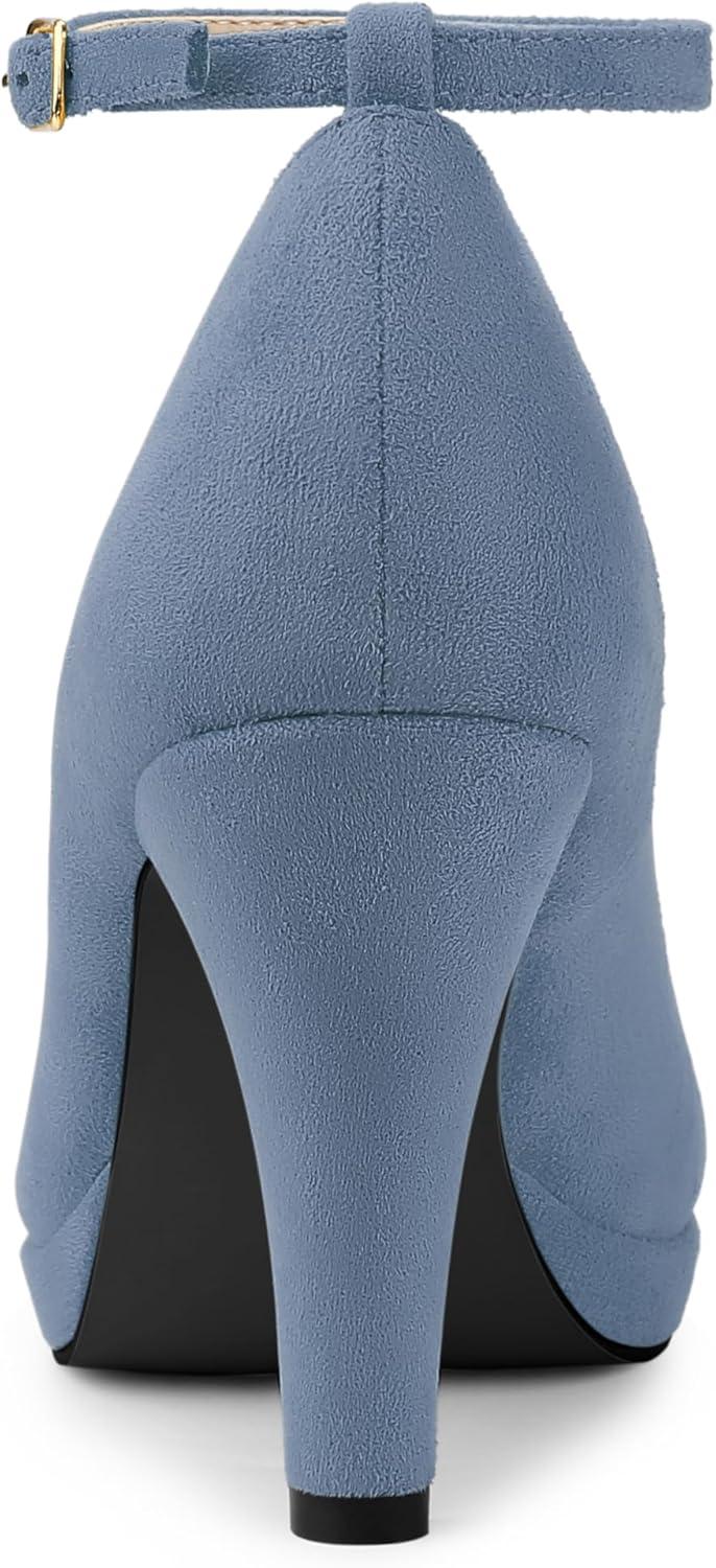 imageAllegra K Womens Round Toe Stiletto Heels Ankle Strap PumpsHaze Blue