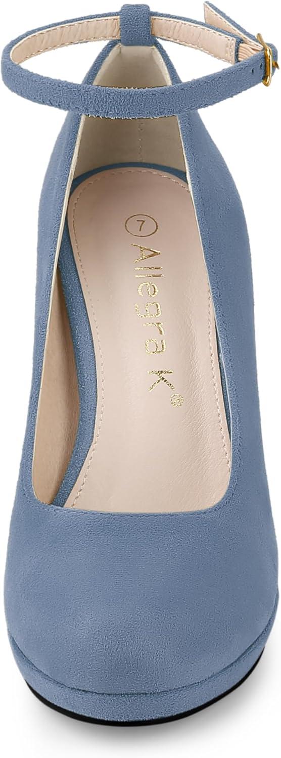 imageAllegra K Womens Round Toe Stiletto Heels Ankle Strap PumpsHaze Blue