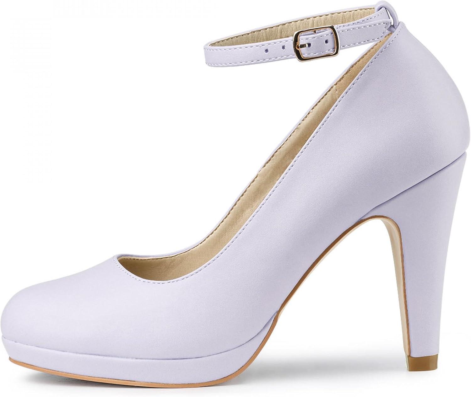imageAllegra K Womens Round Toe Stiletto Heels Ankle Strap PumpsLight Purple