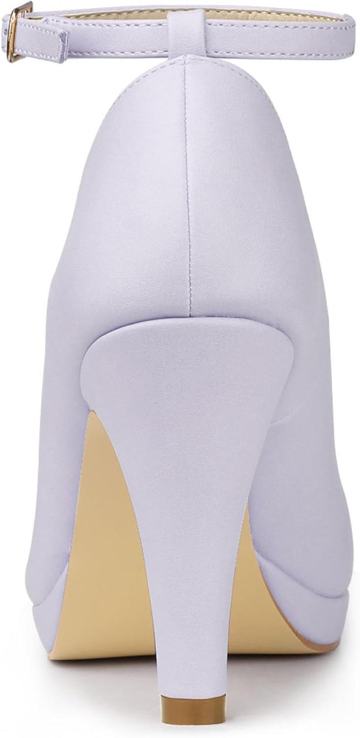 imageAllegra K Womens Round Toe Stiletto Heels Ankle Strap PumpsLight Purple