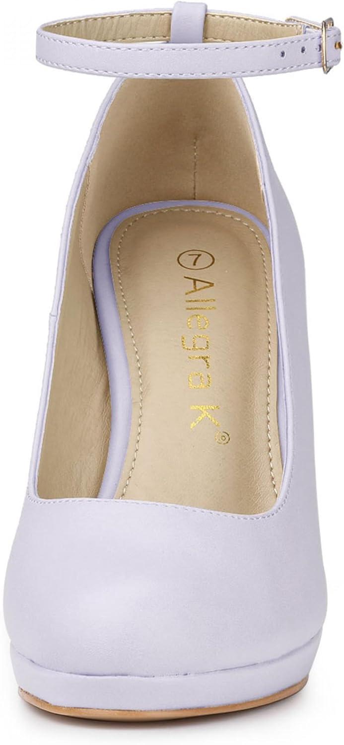 imageAllegra K Womens Round Toe Stiletto Heels Ankle Strap PumpsLight Purple