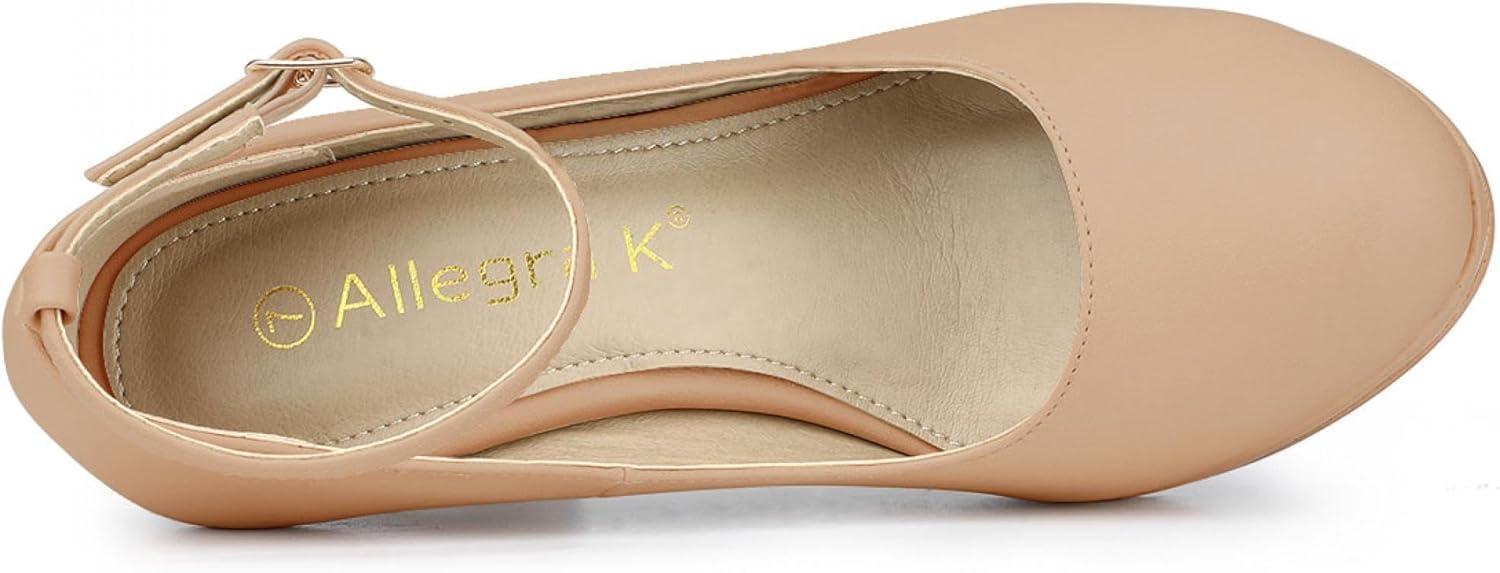 imageAllegra K Womens Round Toe Stiletto Heels Ankle Strap PumpsNude