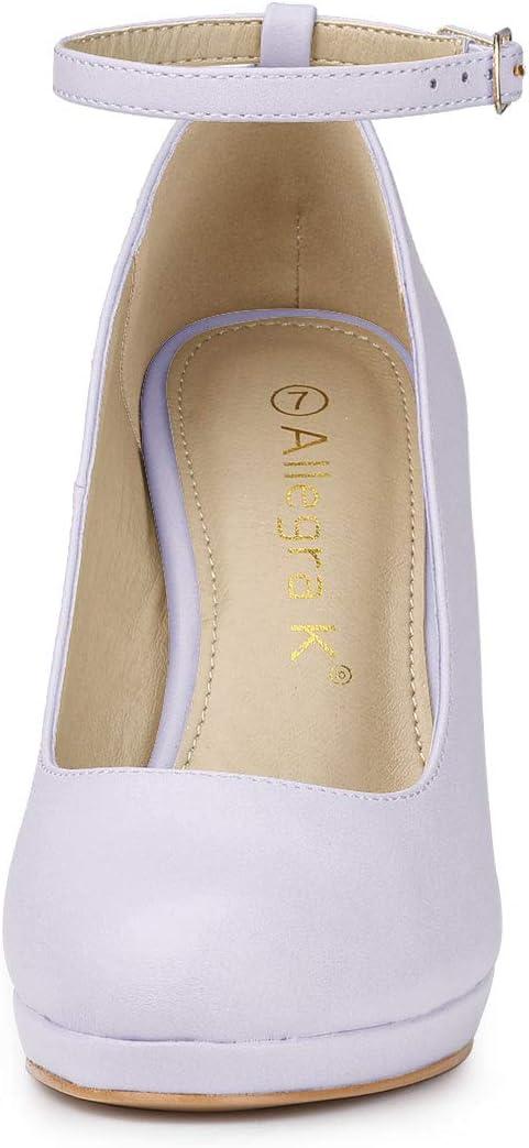 imageAllegra K Womens Round Toe Stiletto Heels Ankle Strap PumpsPurple