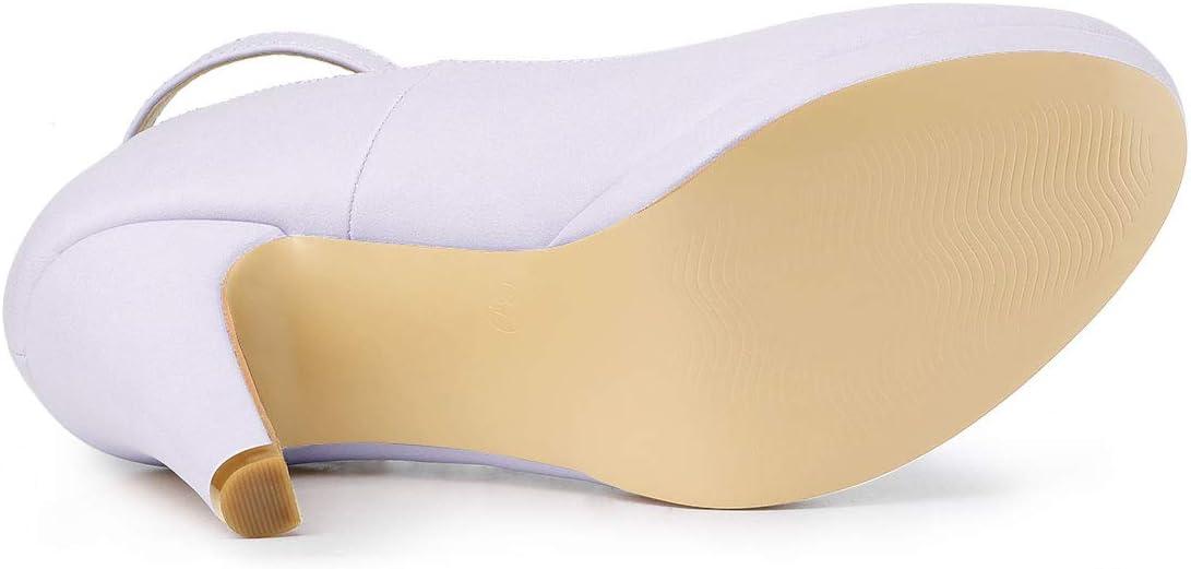 imageAllegra K Womens Round Toe Stiletto Heels Ankle Strap PumpsPurple