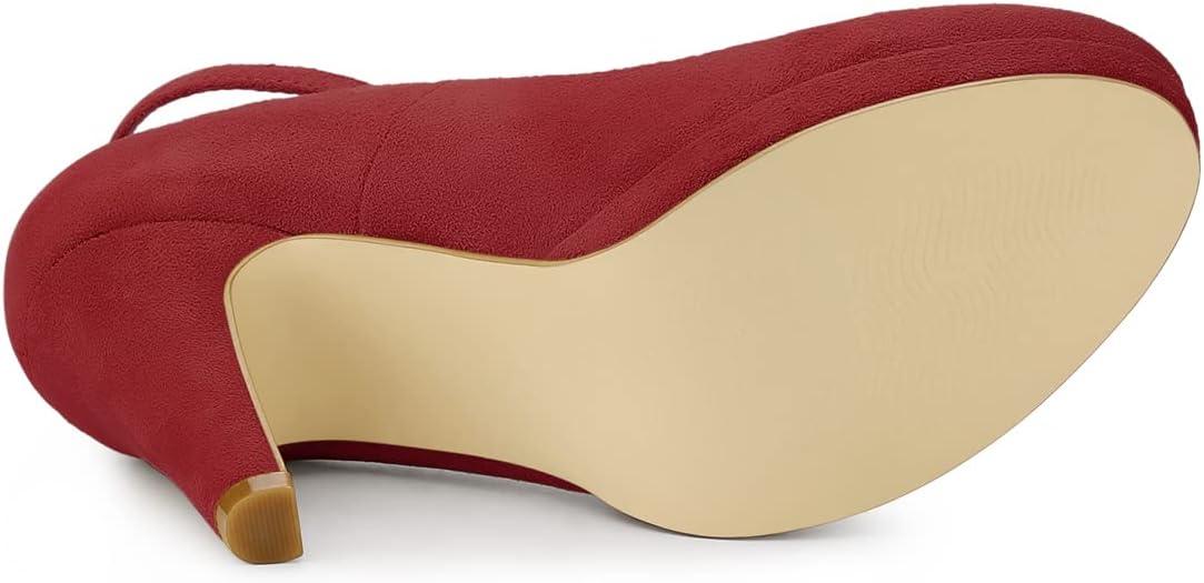 imageAllegra K Womens Round Toe Stiletto Heels Ankle Strap PumpsRed