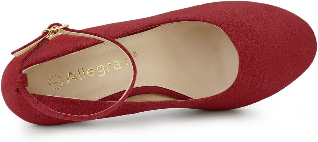 imageAllegra K Womens Round Toe Stiletto Heels Ankle Strap PumpsRed