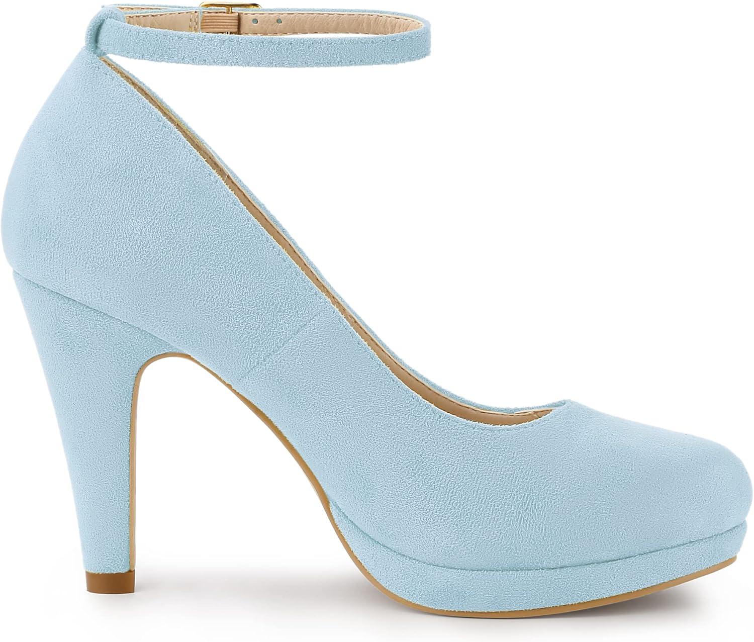 imageAllegra K Womens Round Toe Stiletto Heels Ankle Strap PumpsSky Blue